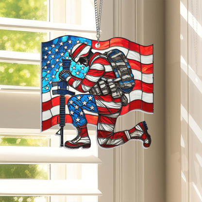 Veterans Days Thank You Veterans Soldier Kneeling Suncatcher Acrylic Hanging TQN3846AS