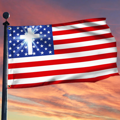 Flagwix American Flag - Christian Cross American One Nation Under God Flag TPT679GF