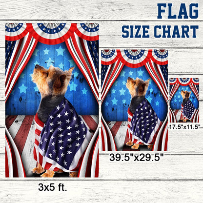 Flagwix American Flag - Happy 4th Of july. Yorkie, Yorkshire Terrier Patriotic Dog, American Flag Wrapped in Glory TPT898Fv6