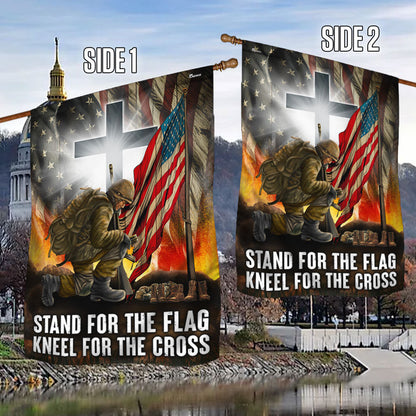 Veteran Flag Stand For The Flag Kneel For The Cross Veterans Day Flag MLN3970F
