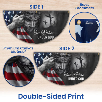 Jesus Flag One Nation Under God American Patriot Non-Pleated Fan Flag TRL06FLv5