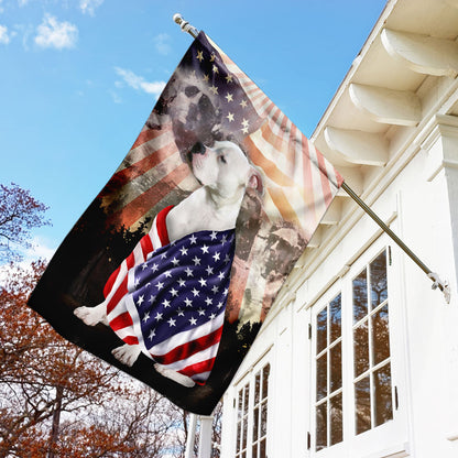 Patriotic American Bulldog With Mount Rushmore Flag