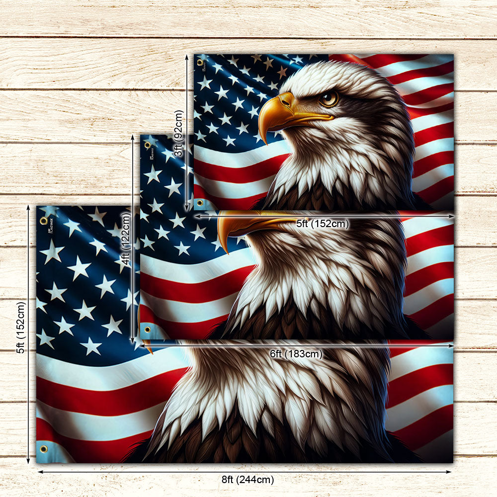 Flagwix American Flag | Patriotic Eagle American Grommet Flag