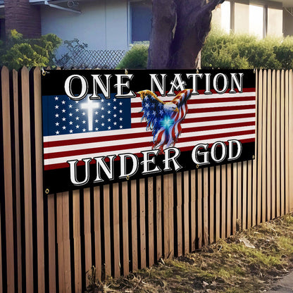 One Nation Under God American Eagle Patriot Fence Banner TPT1649FB
