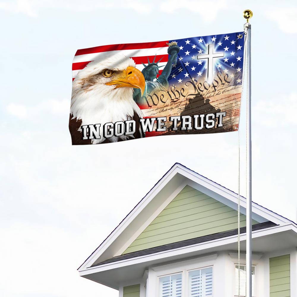 In God We Trust, We The People, Christian Cross American Eagle Flag TPT107GF