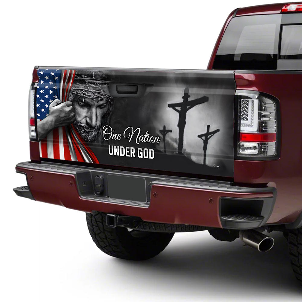 Jesus Sticker One Nation Under God American Patriot Truck Tailgate Decal Sticker Wrap TRL06TDv5