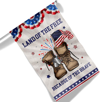 Flagwix American Flag - Land Of The Free Because Of The Brave Veteran Boots Independence Day Patriotic Flag MLN1418F
