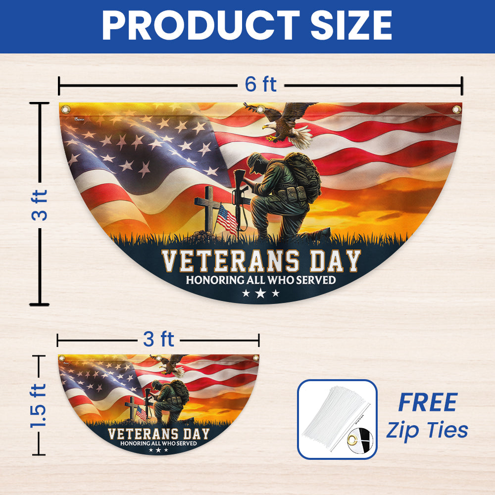Veterans Day Honoring All Who Served Kneeling Soldier Non-Pleated Fan Flag MLN4014FL