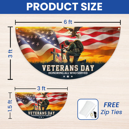 Veterans Day Honoring All Who Served Kneeling Soldier Non-Pleated Fan Flag MLN4014FL