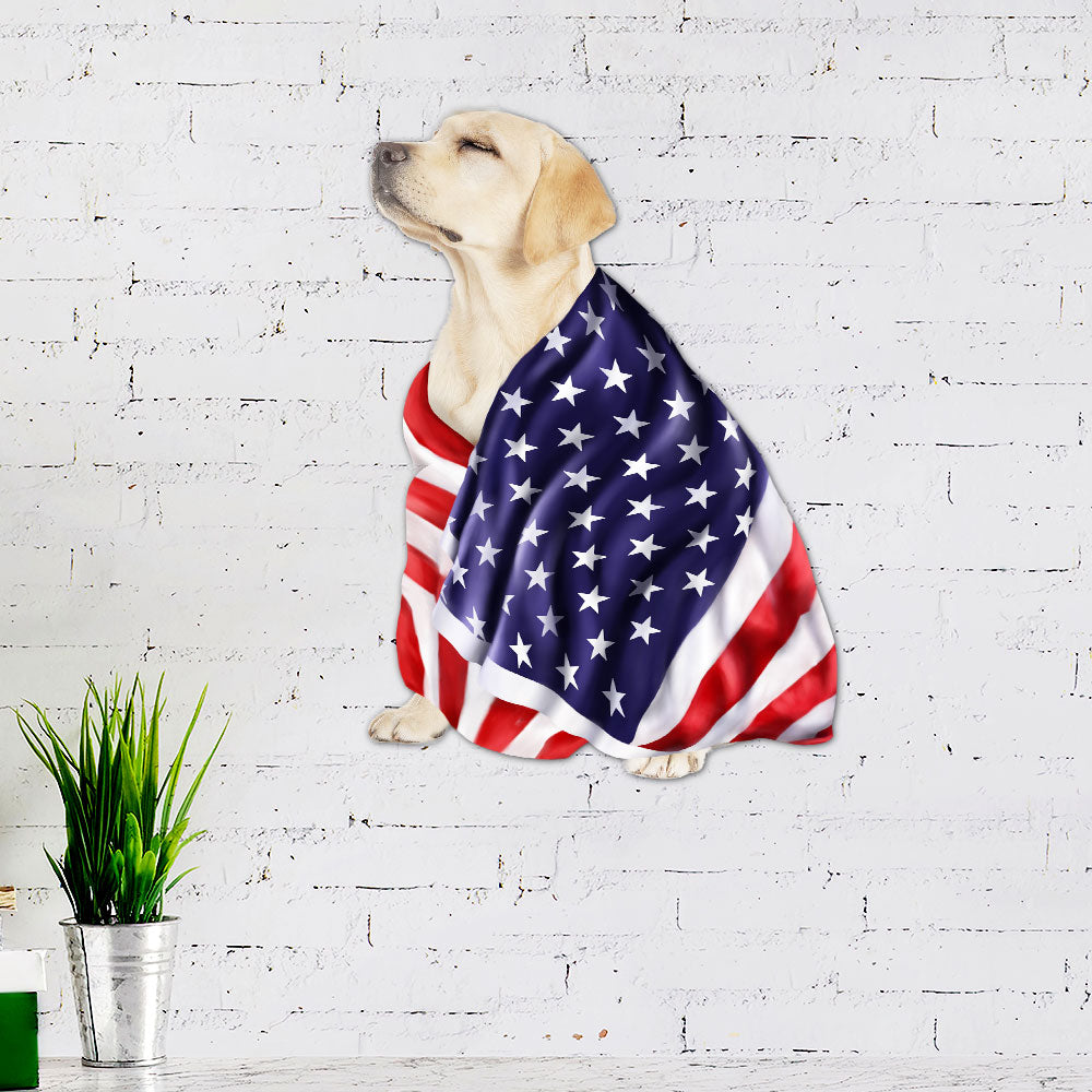 Yellow Labrador Retriever Metal Sign Dog Wrapped In Glory American Patriot BNL592MS