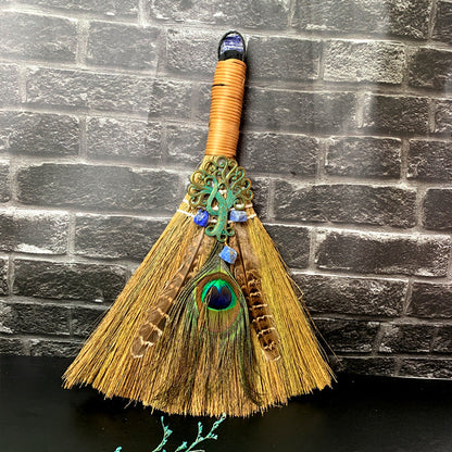 Amethyst Protection Broom – Handcrafted Witch Broom for Energy Cleansing