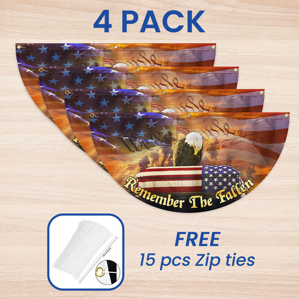 Veterans Day Flag Remember the Fallen Honoring All Who Served Non-Pleated Fan Flag TPT1646FL
