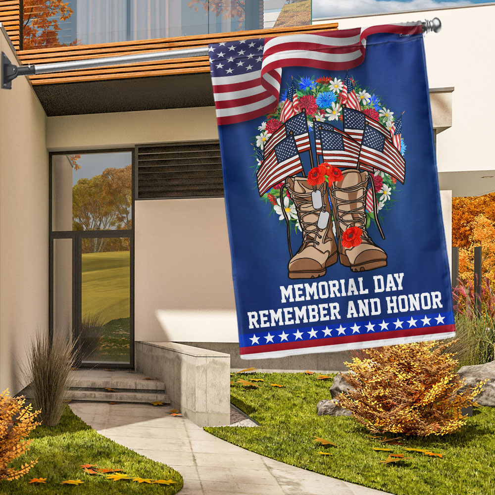 Flagwix American Flag - Memorial Day Veteran Boots American Wreath Remember and Honor Flag MLN1264F