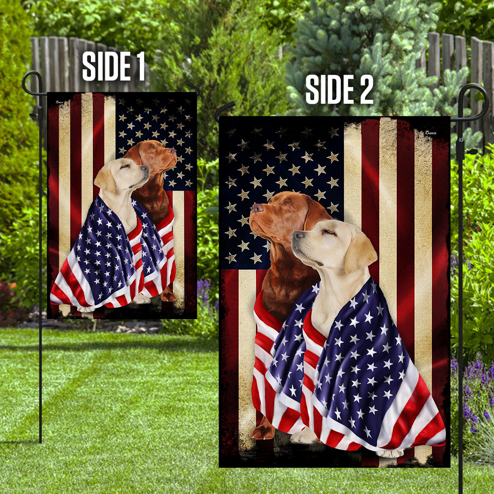 Yellow And Red Fox Labrador Retriever Flag FLAGWIX  ™ American Patriot Flag Wrapped in Glory