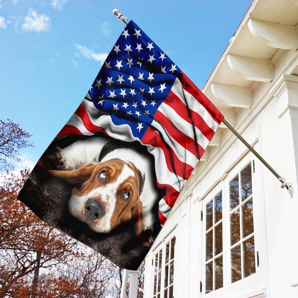 Basset Hound. American Patriot Flag