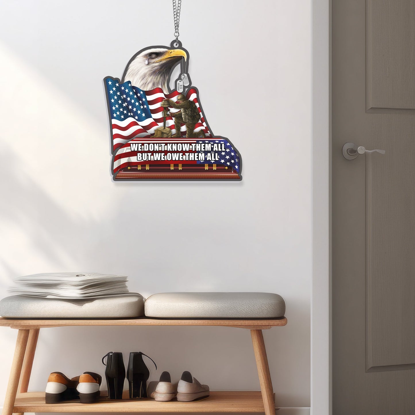 Veterans We Owe Them All, Memorial Patriotic Eagle American Suncatcher Acrylic Hanging TPT2201AS