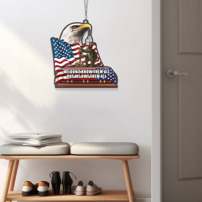 Veterans We Owe Them All, Memorial Patriotic Eagle American Suncatcher Acrylic Hanging TPT2201AS