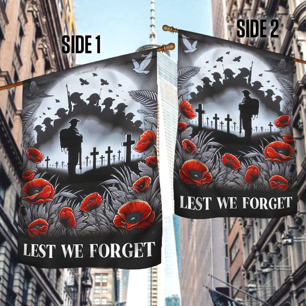 Lest We Forget Poppy Flowers Christian Cross Anzac Day Memorial Flag TPT1568F