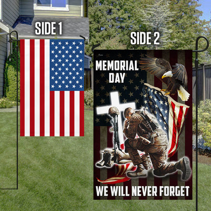 Memorial Day. Remember and Honor Veteran American Eagle Two-Sided Flag TPT776Fv1