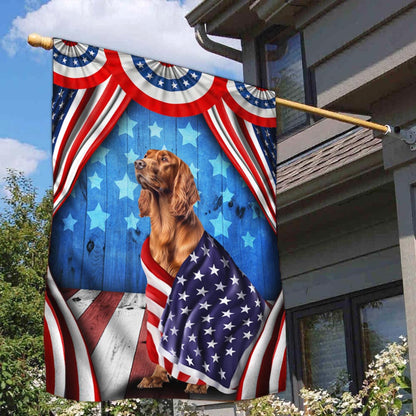 Flagwix American Flag - Happy 4th Of july. Irish Setter Patriotic Dog, American Flag Wrapped in Glory TPT898Fv7