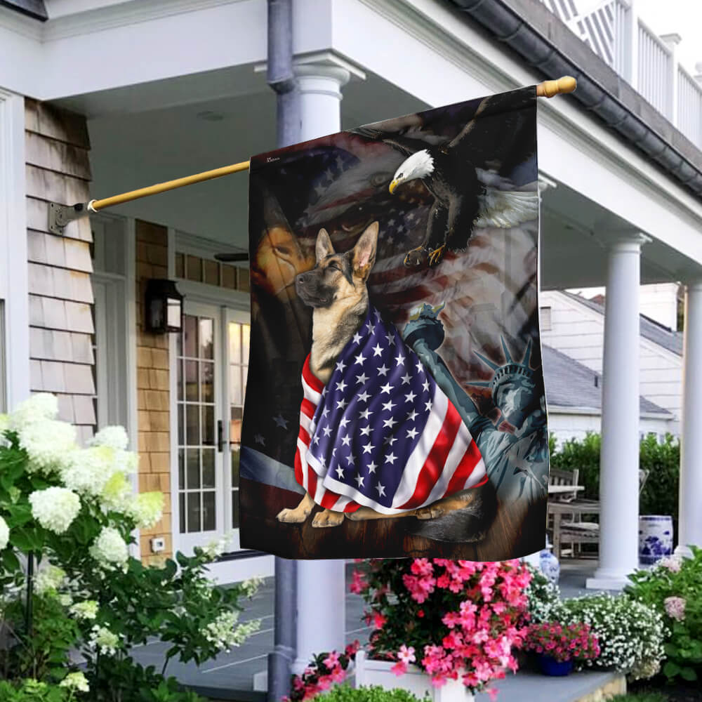 German Shepherd American Patriot Flag