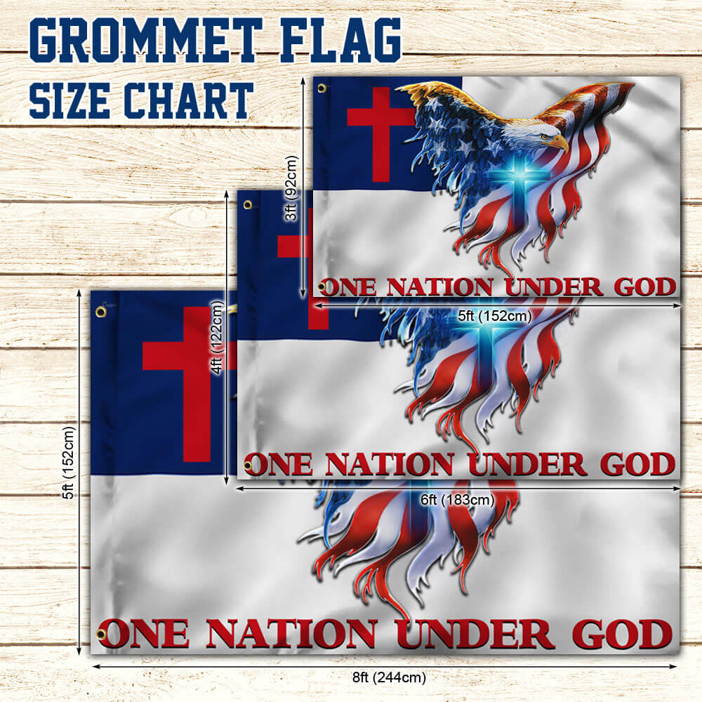 One Nation Under God. Christian American Grommet Flag THB3602GFv12