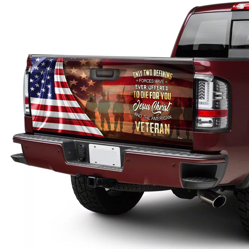 Owe To God And Veteran Truck Tailgate Decal Sticker Wrap