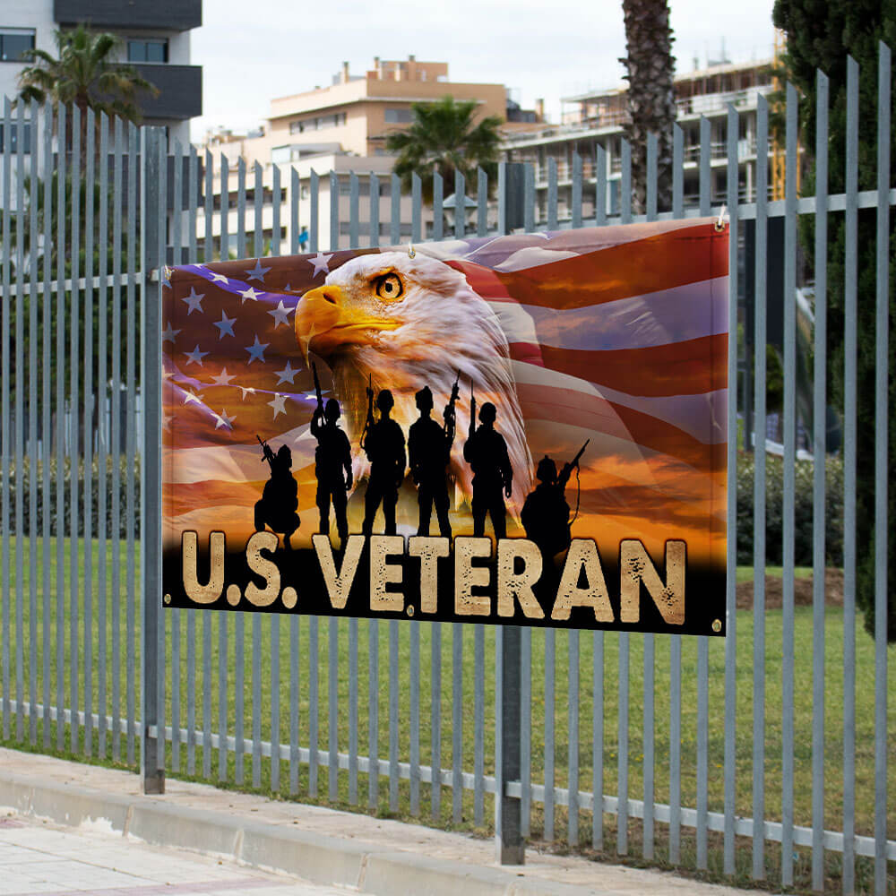 U.S. Veteran Military Fence Banner TQN2655FB