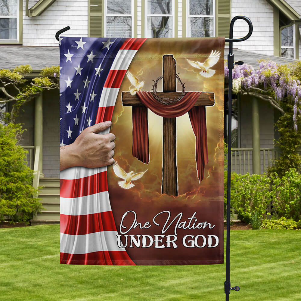 Flagwix American Flag - One Nation Under God Christian Cross American Flag TPT1317F