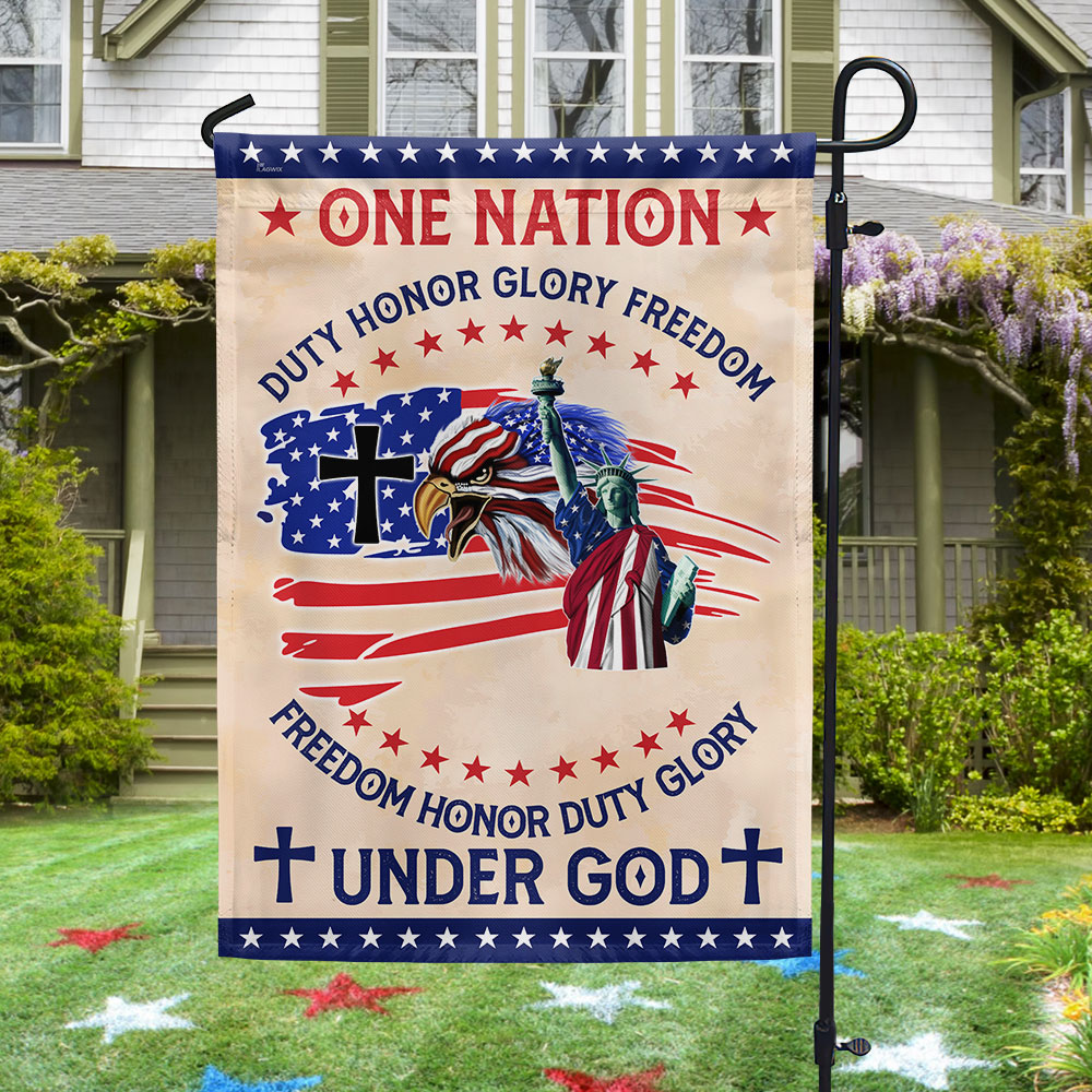 Flagwix American Flag - Patriot Eagle One Nation Under God Duty Honor Glory Freedom Flag MLN1429F