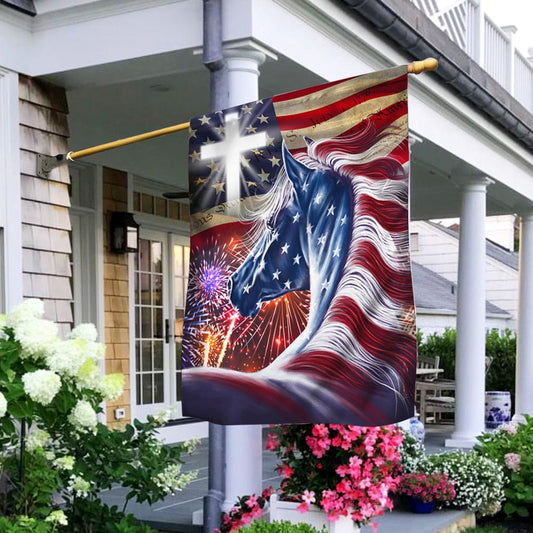 Horse Patriotic American Flag MLN1436F
