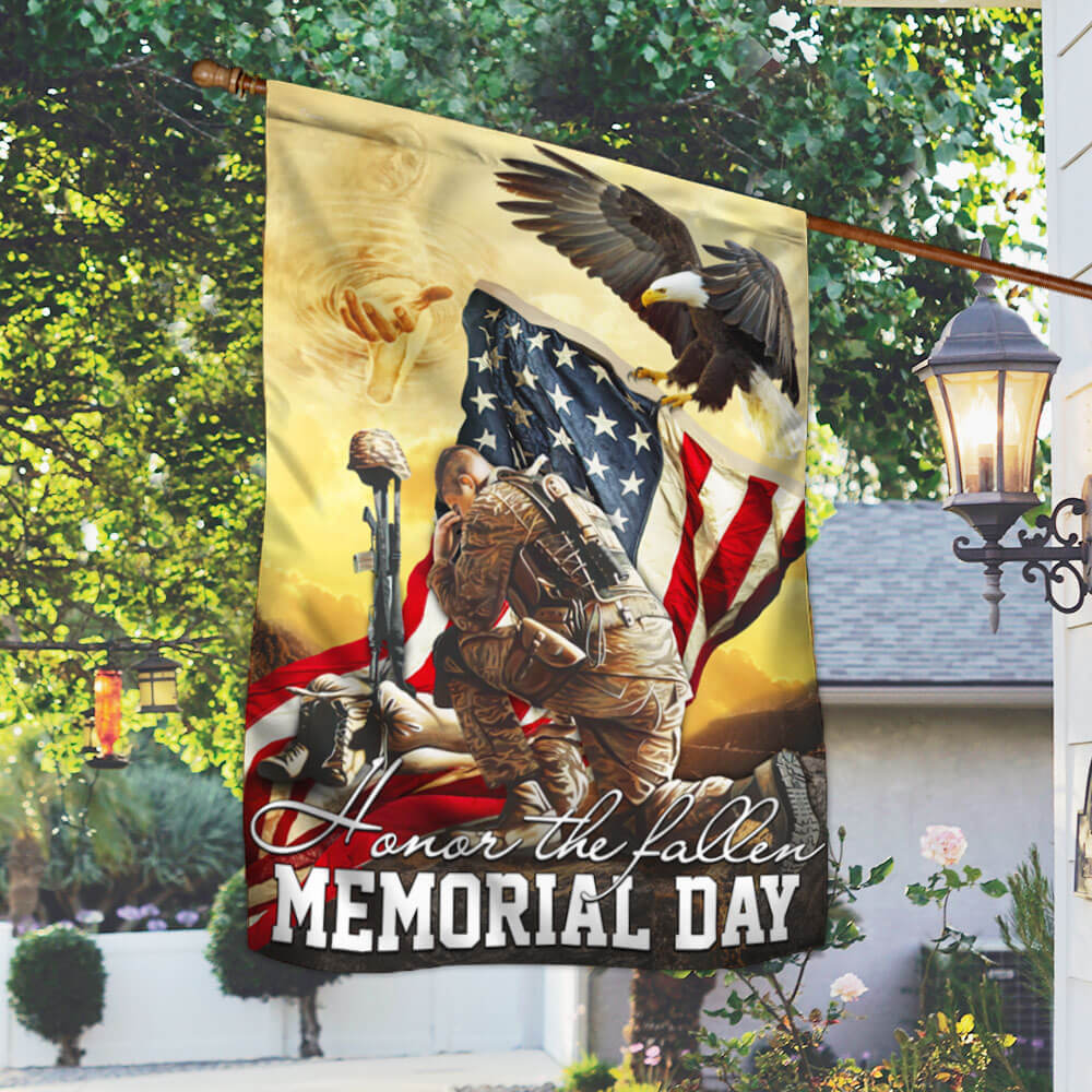 Memorial Day. Remember and Honor Veteran American Eagle Two-Sided Flag TPT787F