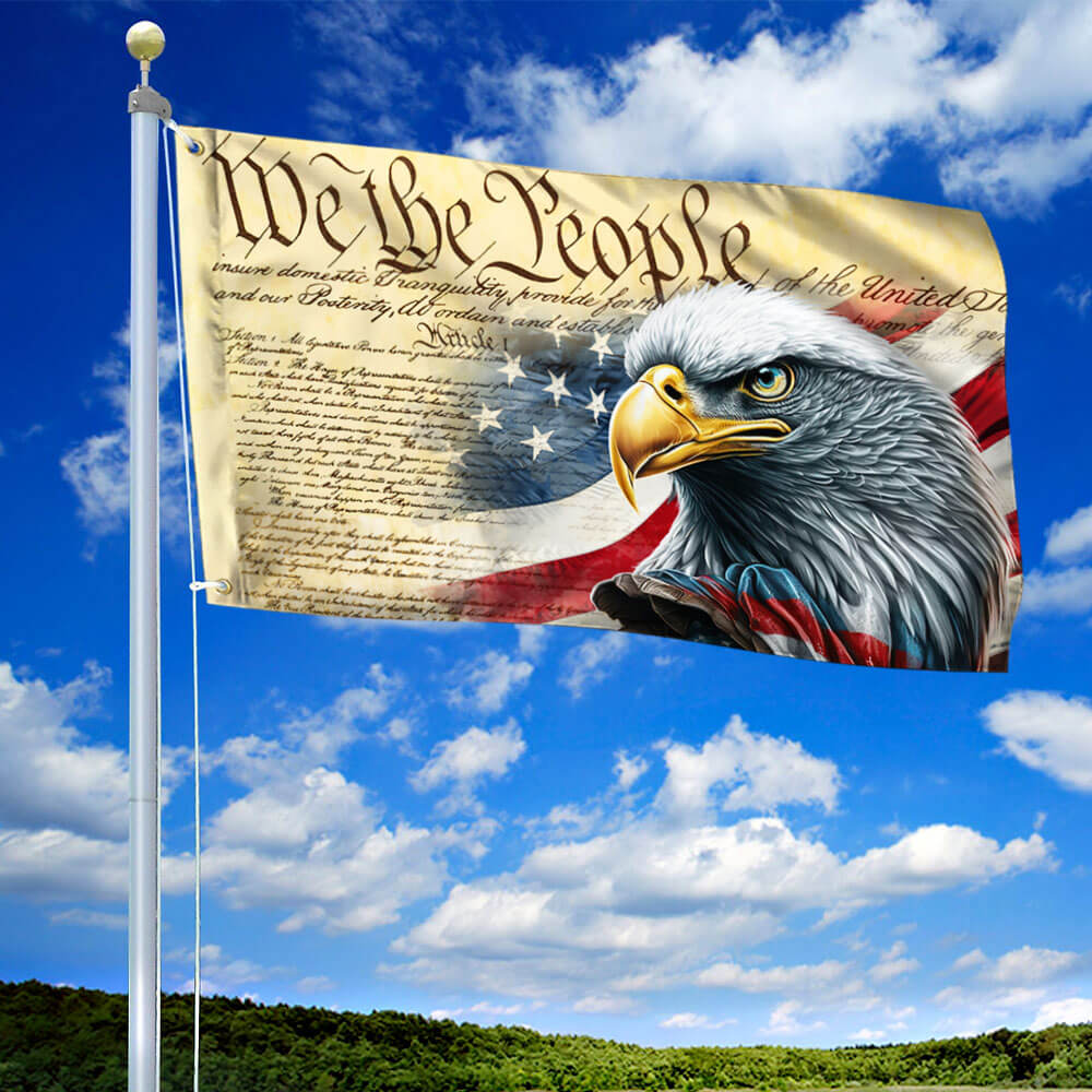 Flagwix American Flag - We The People Patriotic Eagle Grommet Flag – Independence Day Decor