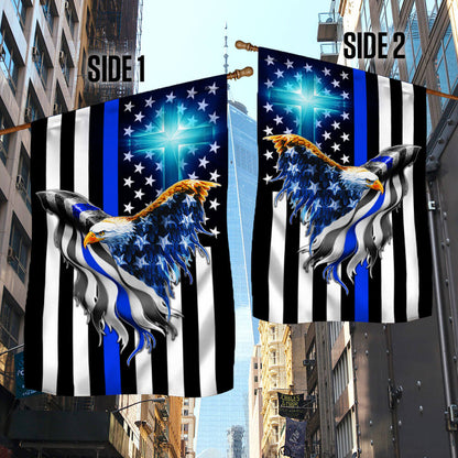 The Thin Blue Line. Police. Law Enforcement American Eagle Flag THB3482Fv1