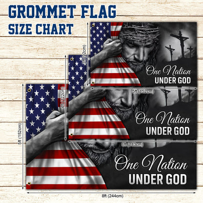 One Nation Under God Jesus Flag - Patriotic Grommet Flag Gift for Faithful Hearts & Home Decor TRL06GFv5