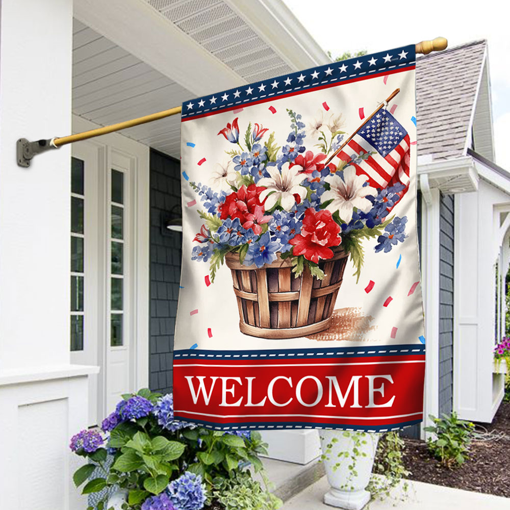Flagwix American Flag - Welcome Floral Patriotic Flower 4th Of july American Flag TQN1348F