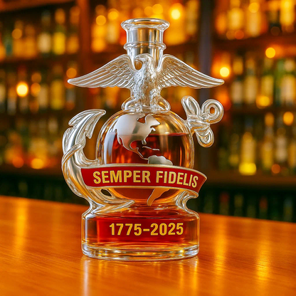 U.S. Marine Corps 250th Anniversary Commemorative Whiskey Bottle
