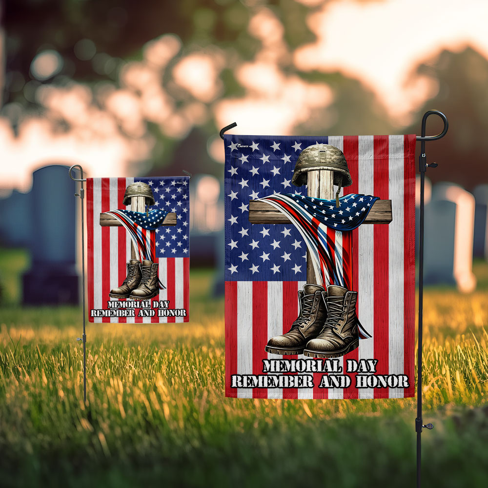 FLAGWIX Veteran Memorial Cross Memorial Day Remember and Honor Flag MLN2654F