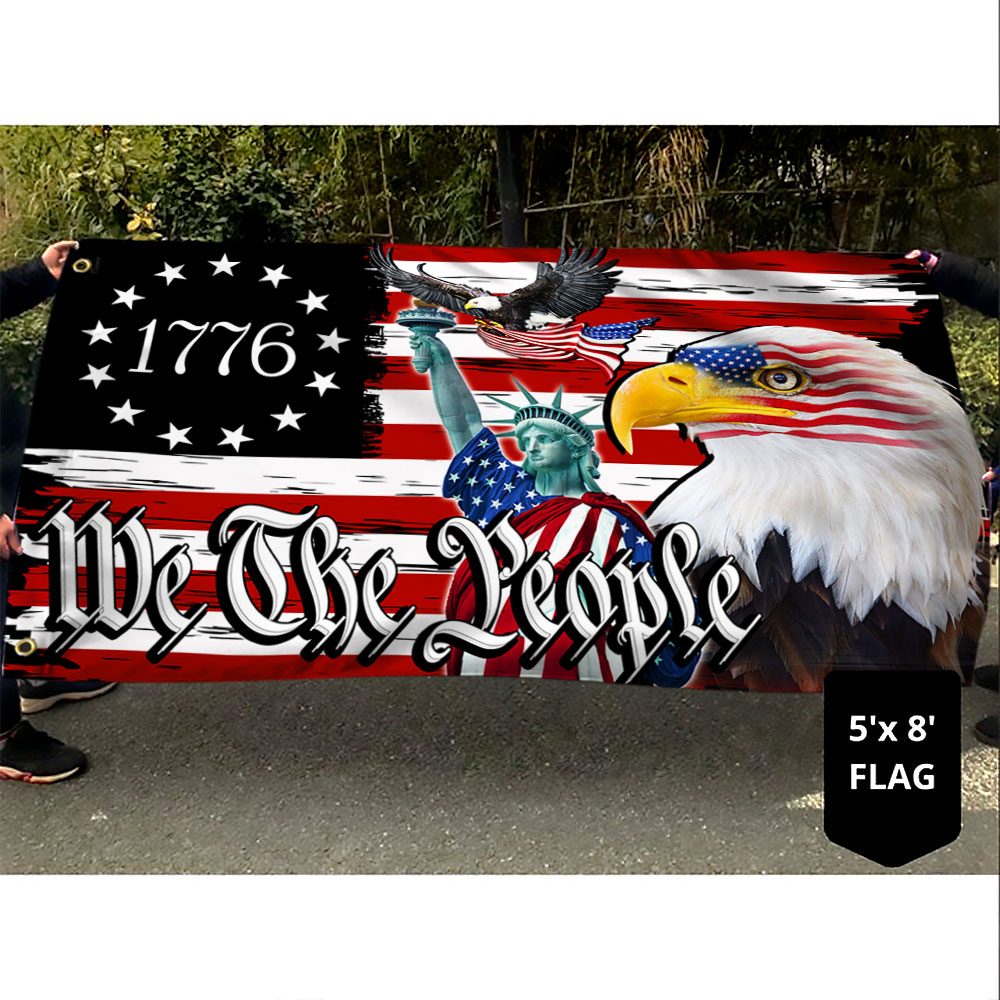 American Patriotic Eagle We The People 1776 Grommet Flag MLN810GF
