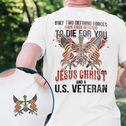 Veteran Jesus Christ And A United States Veteran Flag USA Christian T-Shirt VTM603TS