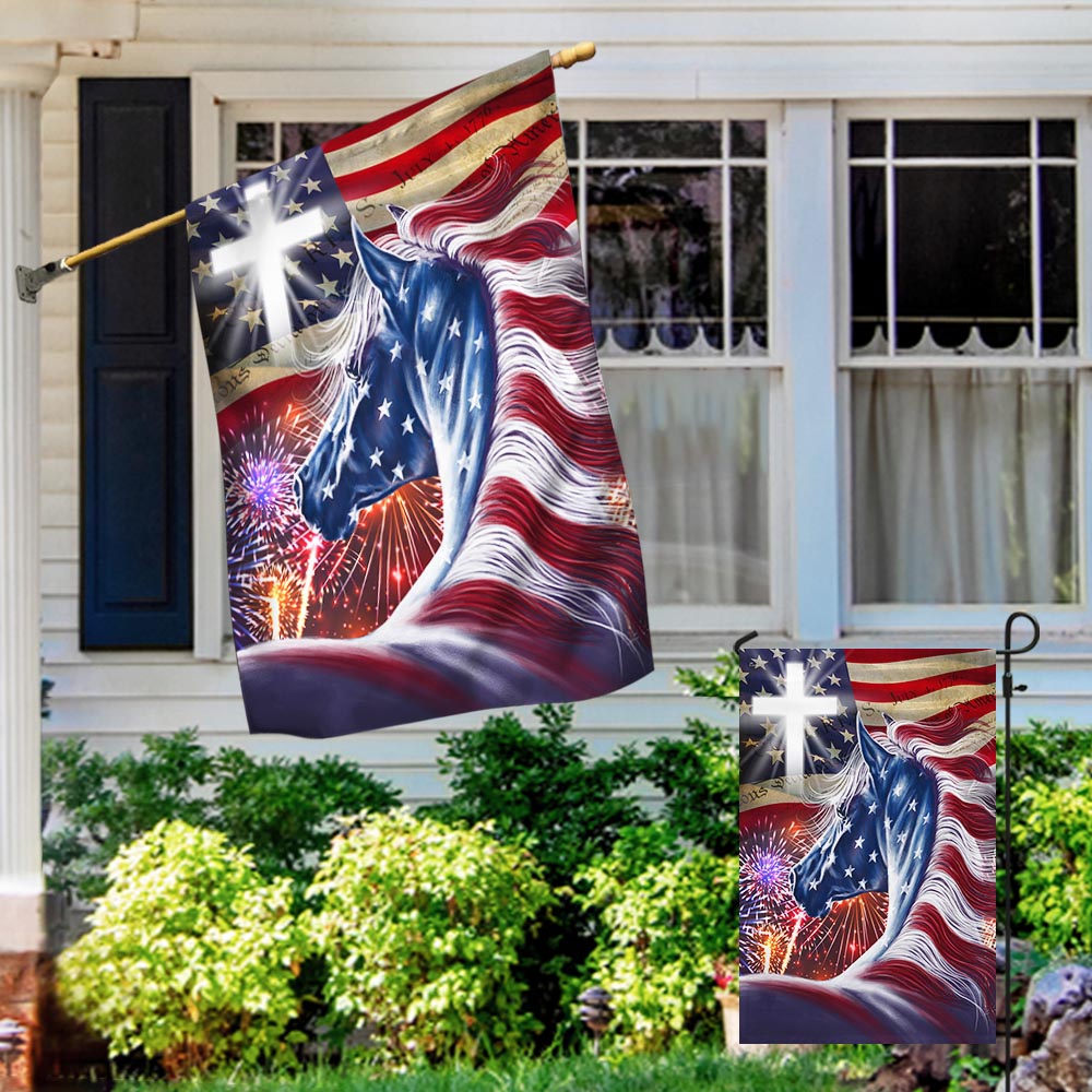 Horse Patriotic American Flag MLN1436F