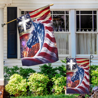 Horse Patriotic American Flag MLN1436F
