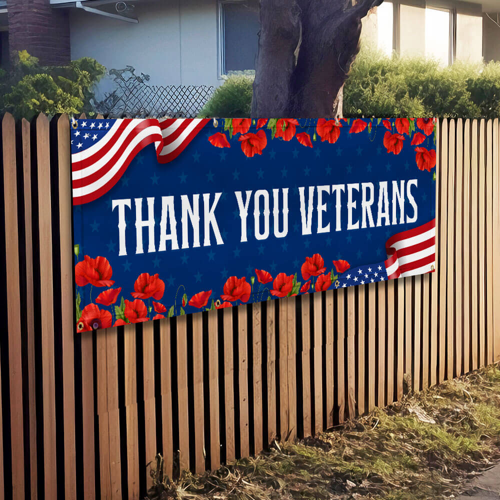 Veterans Day Thank You Veterans Fence Banner TQN3674FB