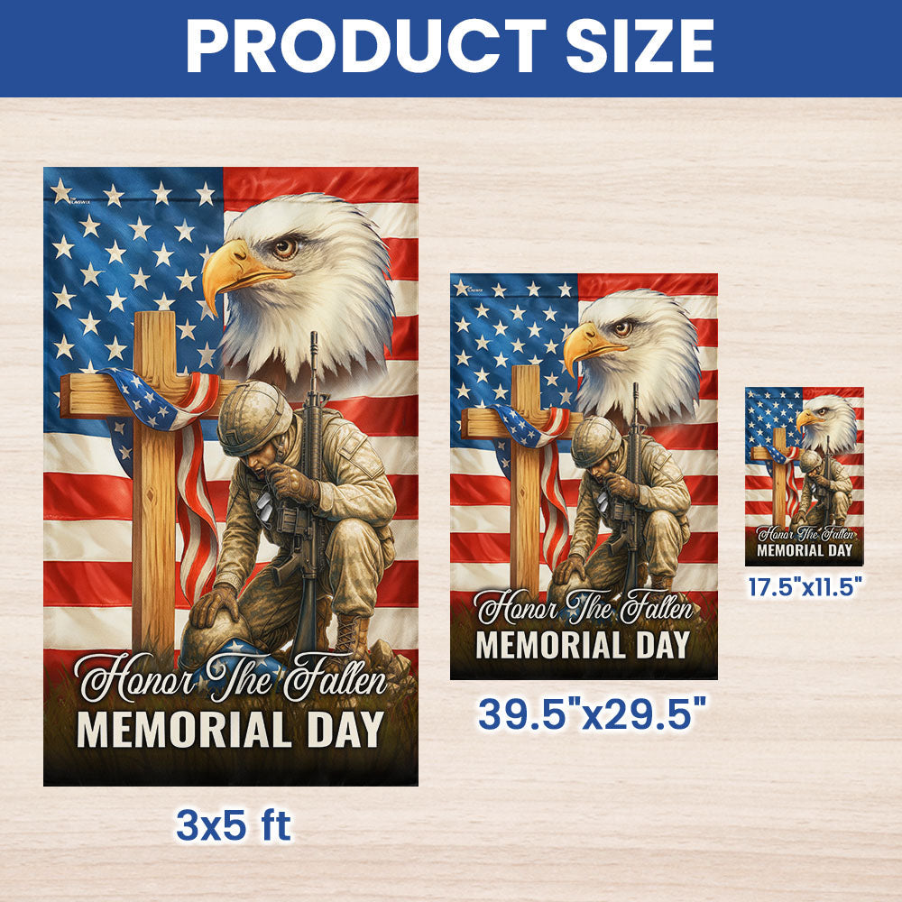 Memorial Day Honor The Fallen Kneeling American Soldier Cross Veteran Flag MLN5595TTH