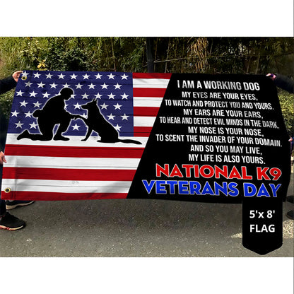 National K9 Veterans Day German Shepherd Grommet Flag QNH12GF