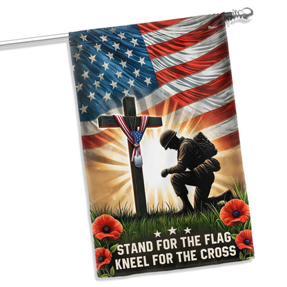 US Veteran Honor The Fallen Flag Stand for the Flag Kneel for the Cross Flag MLN5775TNB