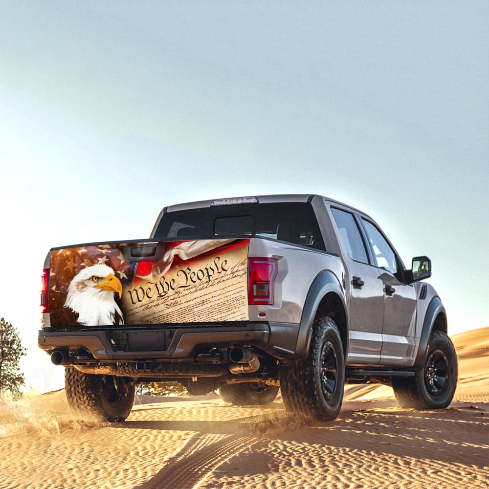 We The People. God Bless America. American Eagle Truck Tailgate Decal Sticker Wrap THH3719TD