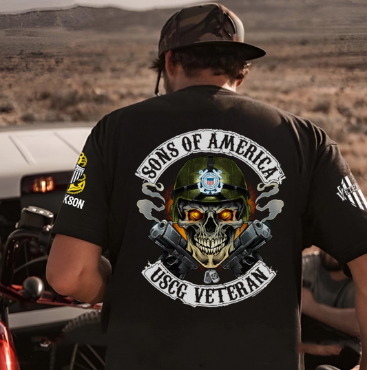 Skull Sons Of America US Army Veteran - Personalized Clothes For Soldier