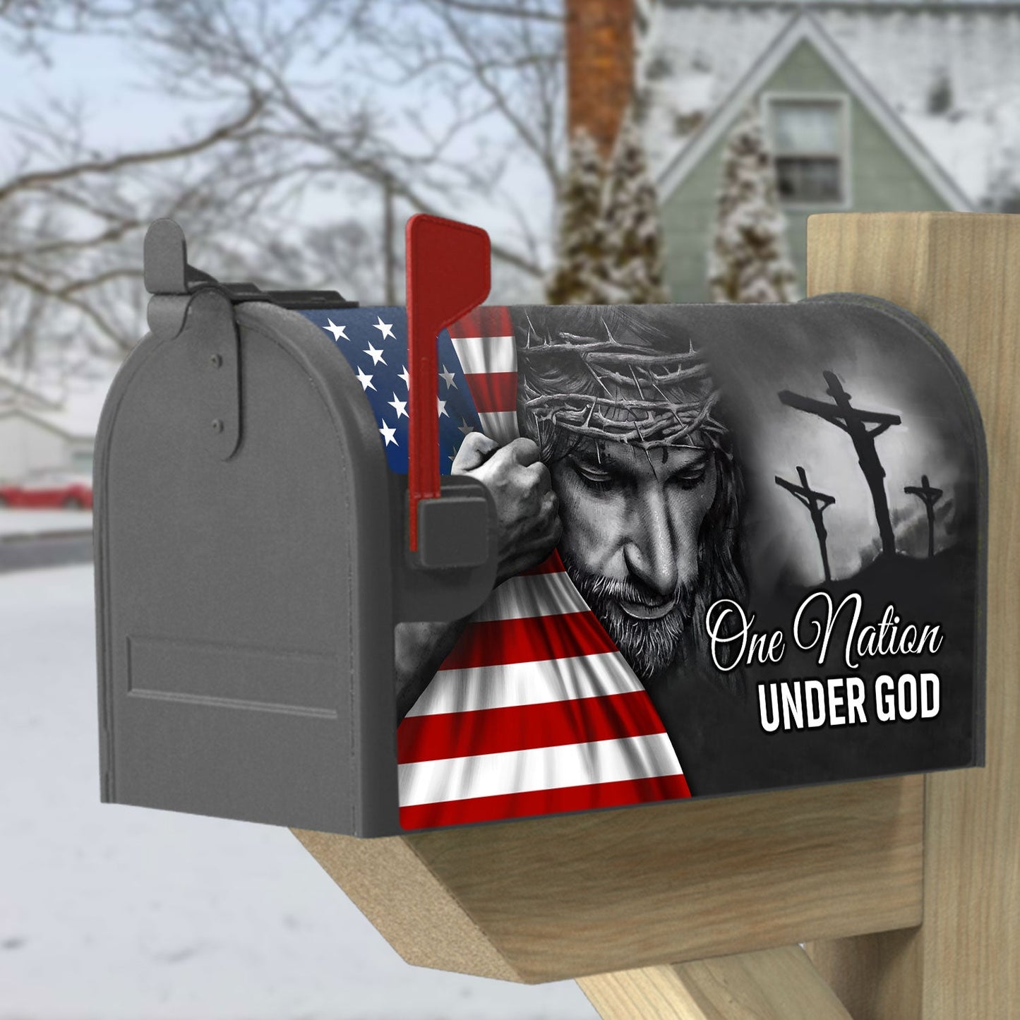 One Nation Under God Jesus Garden Flag &amp; Mailbox Cover TRL06Fv5MF