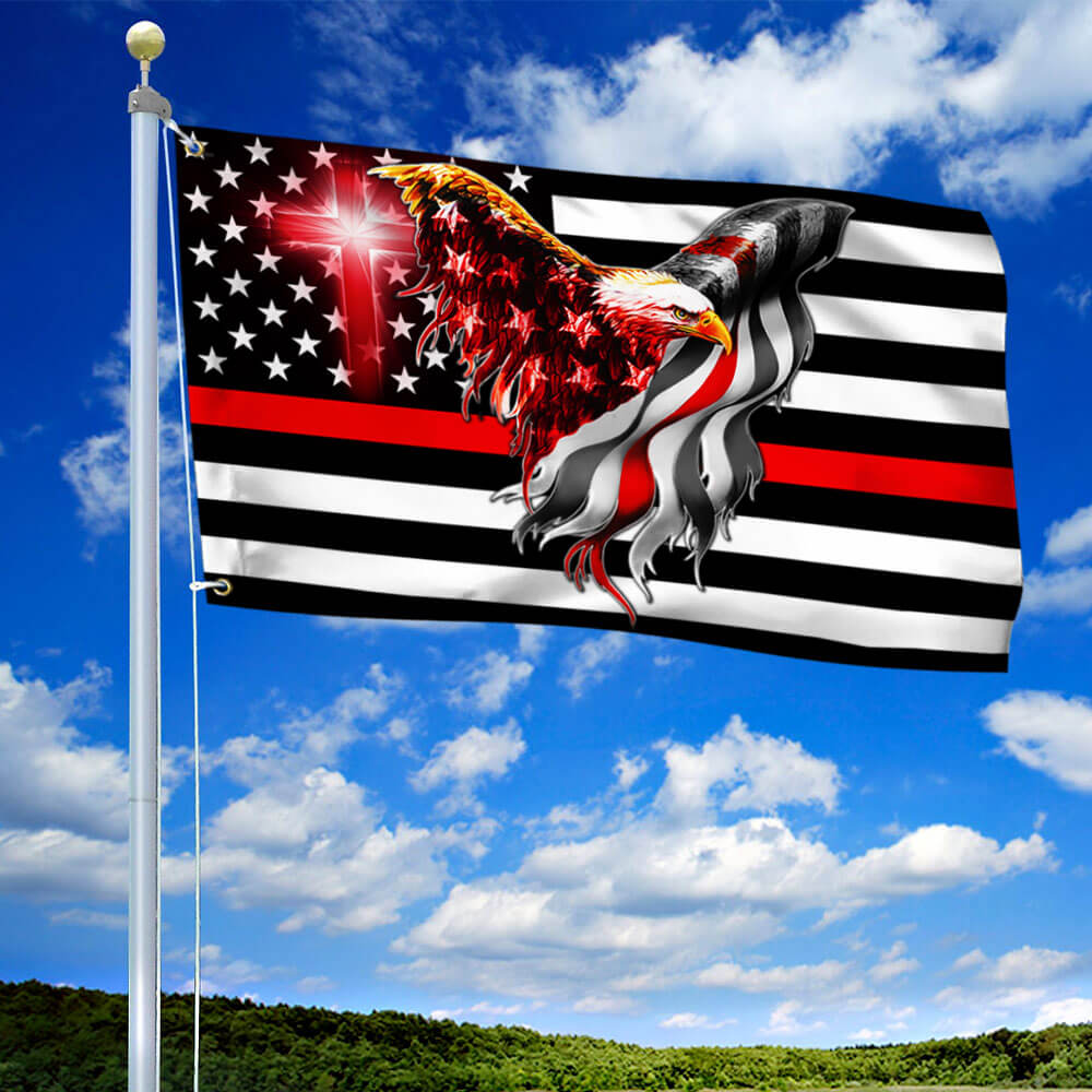 Firefighter Flag The Thin Red Line American Eagle Flag THB3482GFv2